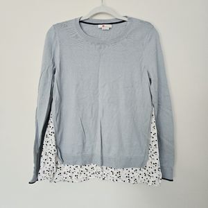 Boden Sweater Top Small S Gray Crewneck Long sleeve Cotton